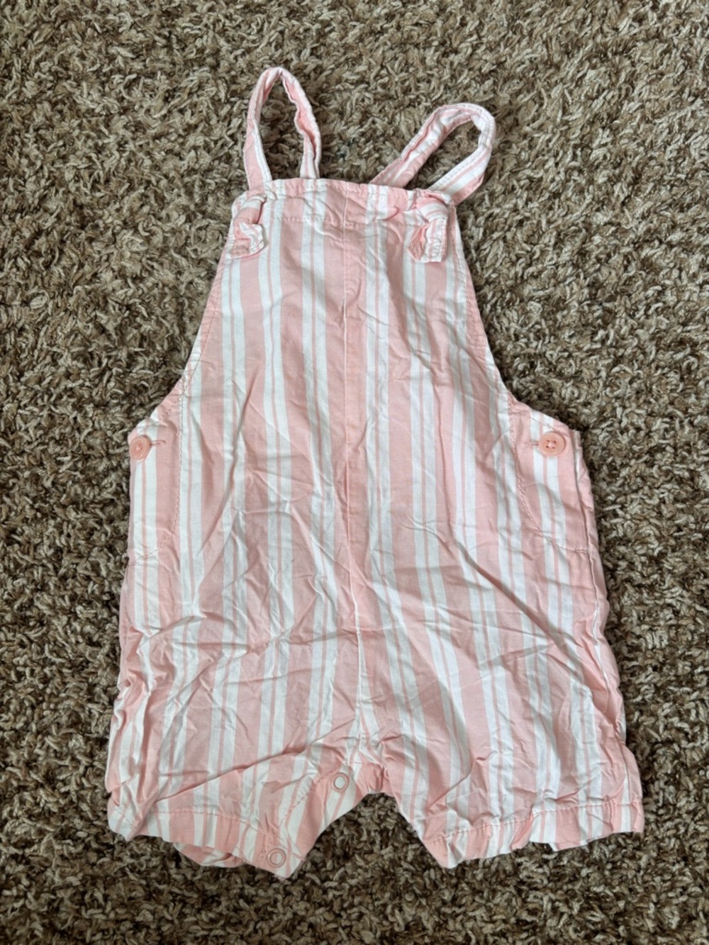 Carter's Pink and White Striped Cotton Overalls-18M